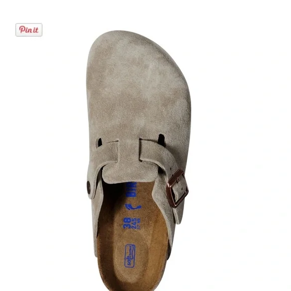 Birkenstock Boston Suede Mules in Light Gray - Picture 3 of 6